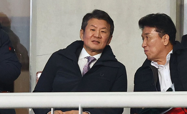 지난 3월 20일 경기도 고양종합운동장에서 열린 2026 북중미 월드컵 아시아 3차 예선 B조 7차전 대한민국과 오만의 경기 정몽규 축구협회장이 경기 시작을 기다리고 있다 사진연합뉴스