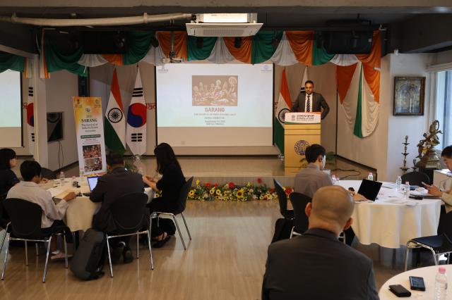 Nishi Kant Singh Deputy Chief of Mission and Chargé daffaires at the Indian Embassy speaks to reporters during a press briefing at the Indian Culture Center in Seoul on September 29 AJP Yoo Na-hyun