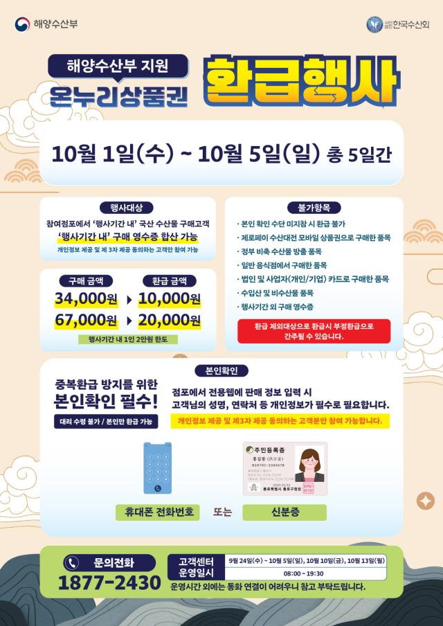 해양수산부의 온누리상품권 전통시장 환급행사 안내서 사진광주시