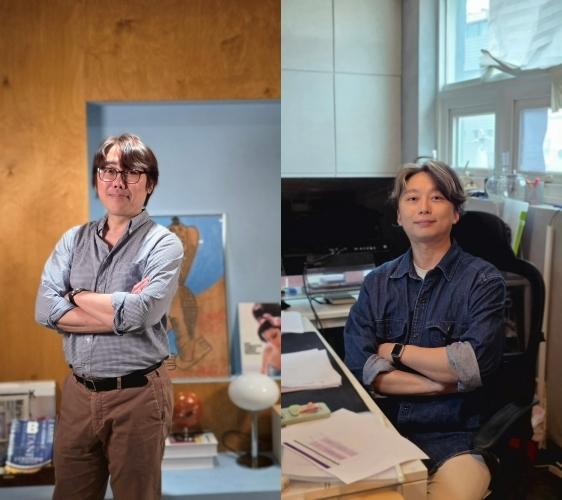 애니메이션 나쁜계집애 달려라 하니 제작진 송원형 기획프로듀서왼쪽와 허정수 감독오른쪽 사진플레이칸