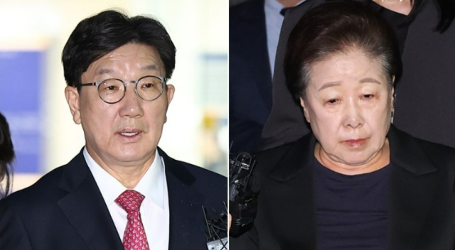 권성동 국민의힘 의원왼쪽과 한학자 통일교 총재 사진연합뉴스