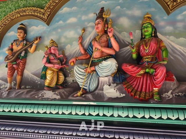 Figures of Hindu gods portrayed at the Sri Mahamariamman Temple in Kuala Lumpur Oct 2 2025 AJP Kim Dong-young