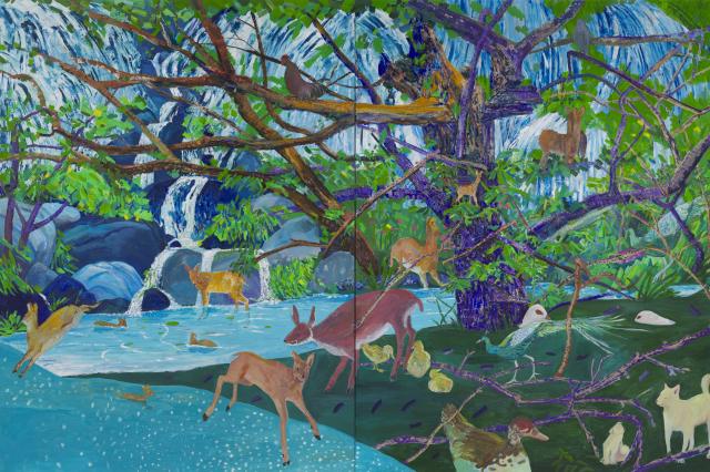 김은정 KIM Eun Jeong 고래 나무 물사슴 Whale Tree Gorani 2025 캔버스에 유채 Oil on canvas 2591x3878cm 사진학고재 