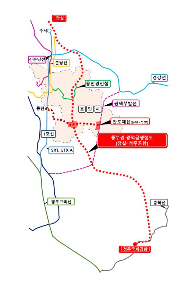 JTX와 연계된 철도 노선사진용인시