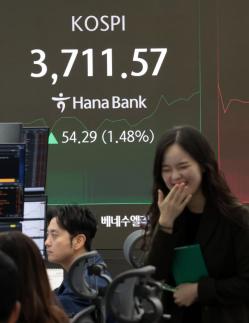 코스피, 사상 첫 3720선 돌파…10만 전자 눈앞