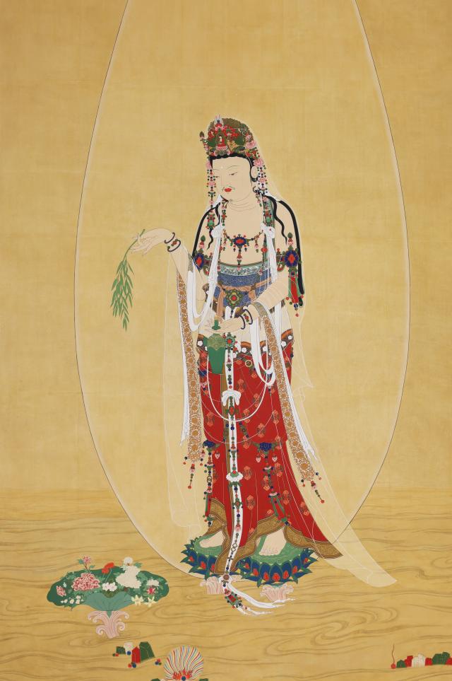 송천스님 관세음보살 견본채색 380X150cm 2025 사진솔거미술관