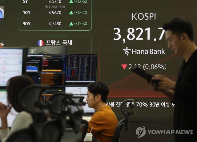 22일 중구 하나은행 본점 딜링룸 전광판에 실시간 코스피가 표시돼 있다 사진연합뉴스