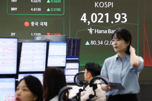 KOSPI盘中突破4000点