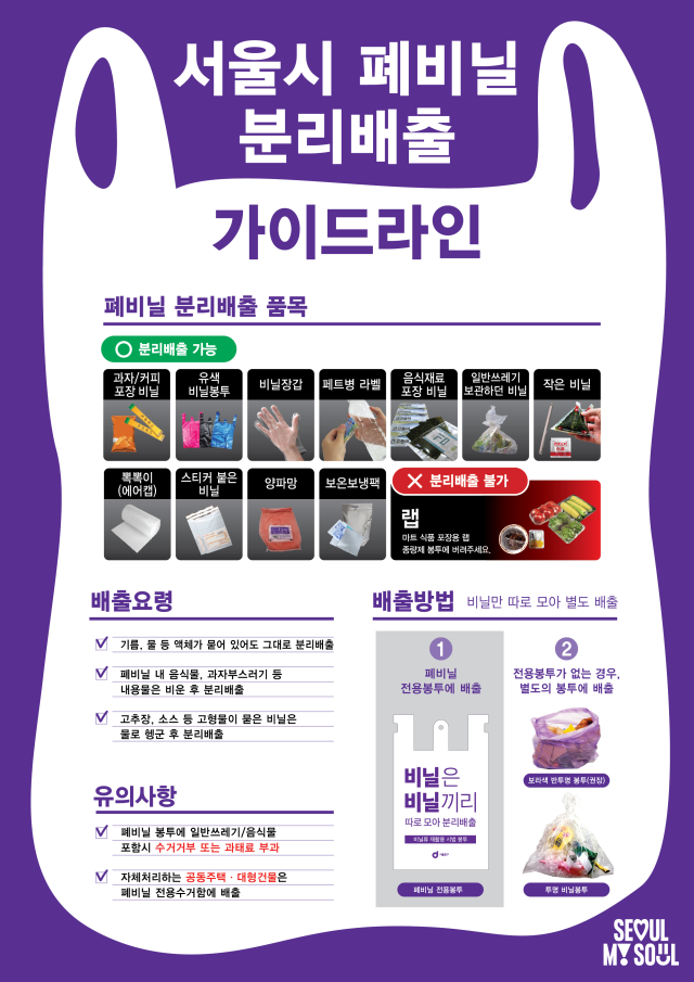 서울시 폐비닐 분리배출 가이드라인 사진서울시