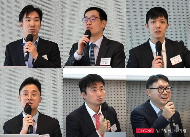 좌측 상단부터 시계방향으로 김지홍 대표변호사 이병주 고기승 김상윤 장품 이종헌 변호사 사진법무법인 지평