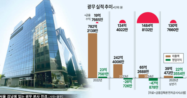 광무 실적 추이 자료금감원 전자공시시스템