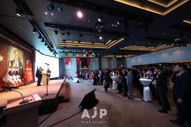 Turkish Ambassador Salih Murat Tamer delivers opening remarks during the Turkish National Day reception at the Ambassador Pullman Otel in Seoul on October 29 2025 AJP Yoo Na-hyun