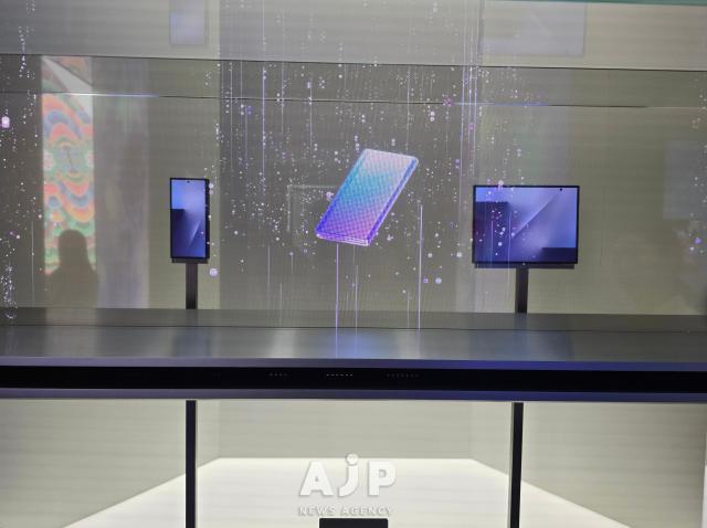 A prototype tri-fold phone from Samsung Electronics on display at the APEC CEO Summit venue in Gyeongju Oct 30 2025 AJP Kim Dong-young