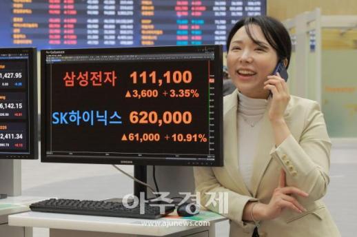 [포토] 코스피 4,200대 돌파…11만 전자·60만 닉스 달성