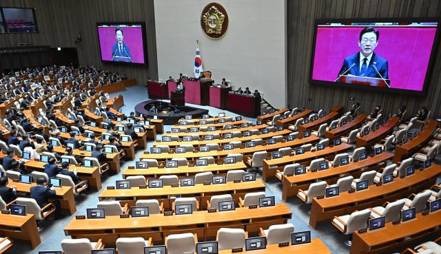 [포토] 첫 새해 예산안 시정연설하는 이재명 대통령