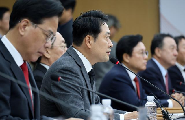 장동혁 국민의힘 대표가 5일 오전 대전시 서구 둔산동 대전시청에서 열린 국민의힘 충청권 지역민생 예산정책협의회에 참석해 발언하고 있다 사진연합뉴스