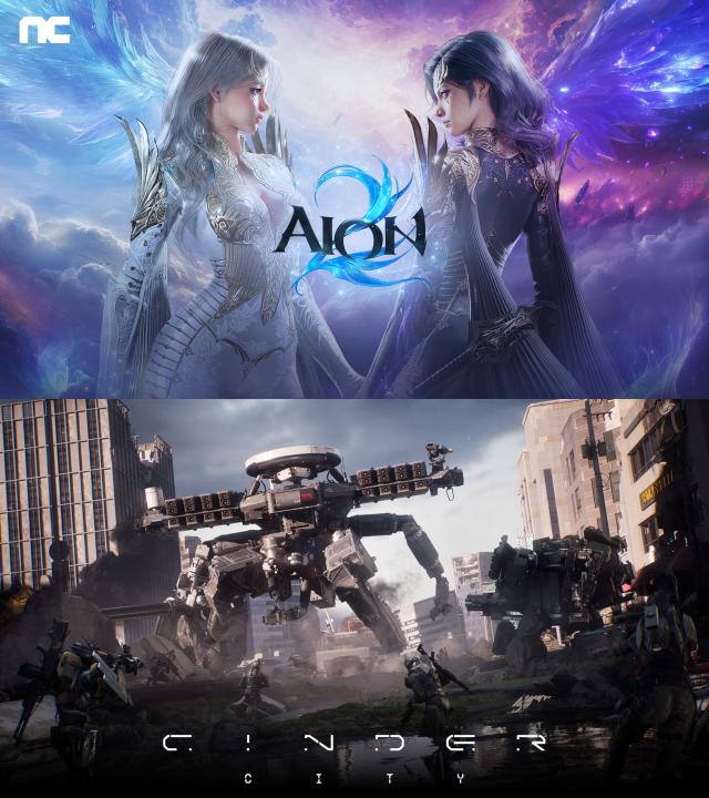 엔씨소프트의 지스타 주요 참가작인 위쪽부터 아이온2·신더시티‘ 출처엔씨소프트