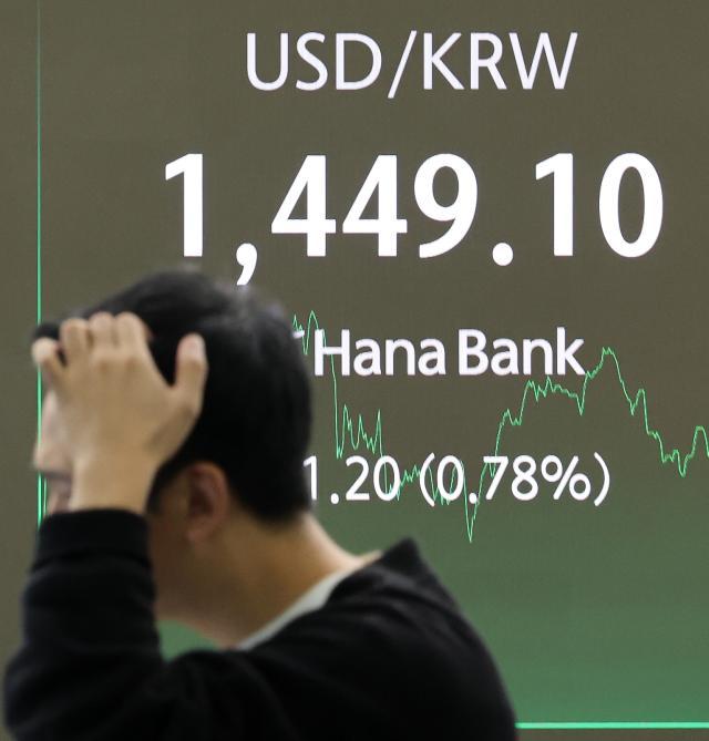 지난 5일 서울 중구 하나은행 본점 딜링룸에 표시된 원·달러 환율 사진연합뉴스
