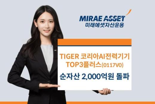 미래에셋운용, TIGER 코리아AI전력기기TOP3플러스 ETF 순자산 2000억원 돌파