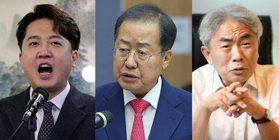 이준석 개혁신당 대표좌 홍준표 전 대구시장중 정규재 대표우  출처 연합뉴스