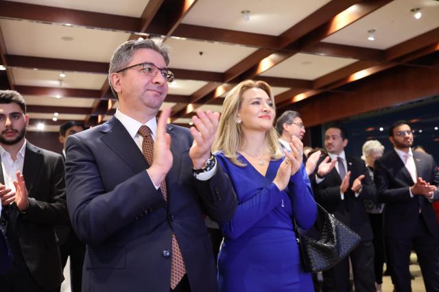 Azerbaijani Ambassador to South Korea Ramin Hasanov and guests applaud a musical performance by South Korean musicians during the Victory Day reception at the Grand Hyatt Seoul on November 6 AJP Han Jun-gu