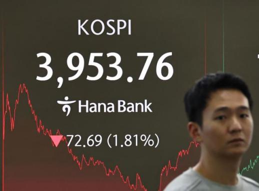 코스피, 3800선 스치고 하락 마감…외국인·기관 쌍끌이 매도세
