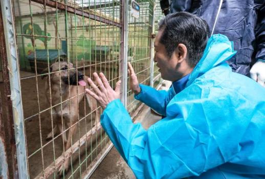 정청래, 당대표 100일 맞아 유기견 보호소 봉사 말보다 행동
