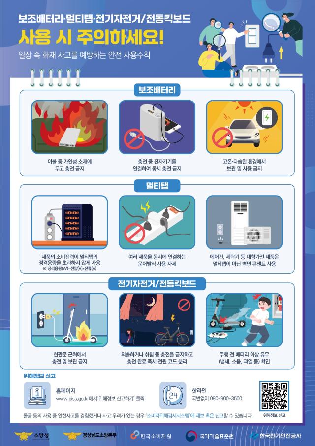 보조배터리·멀티탭·전기자전거·전동킥보드 화재사고 예방 홍보 포스터 사진산업통상부