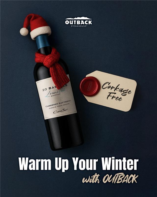 아웃백 코노 수르 20배럴 까베르네 소비뇽 와인 프로모션 포스터 사진아웃백