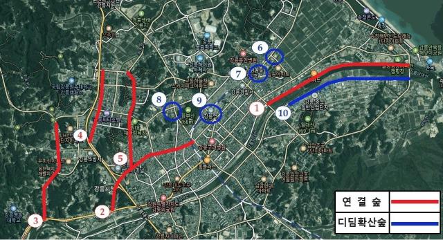 도시바람길 숲 조성 사업 위치도 사진강릉시