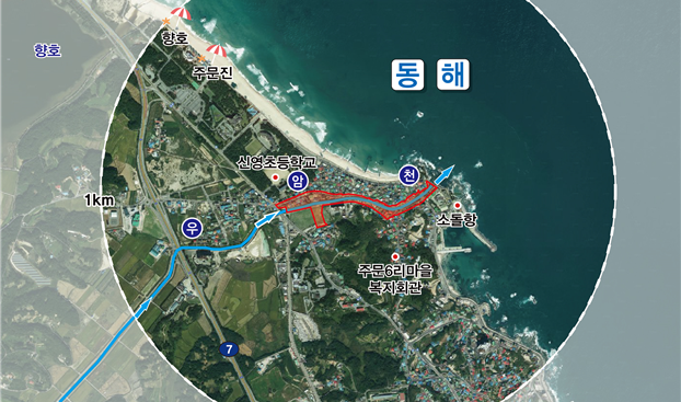 위치도강릉시 우암 자연재해위험개선지구 정비사업 사진강릉시