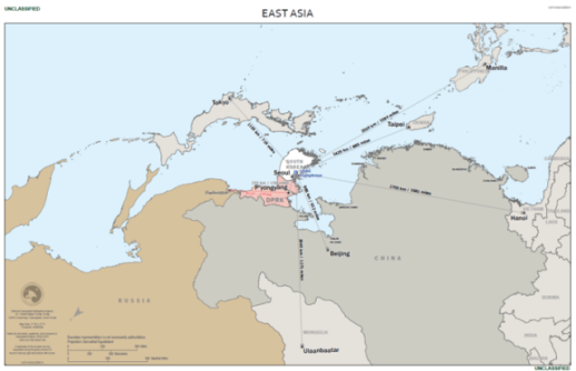 주한미군 사령관 동아시아 지도 뒤집으면 한반도 전략적 중요성 보여