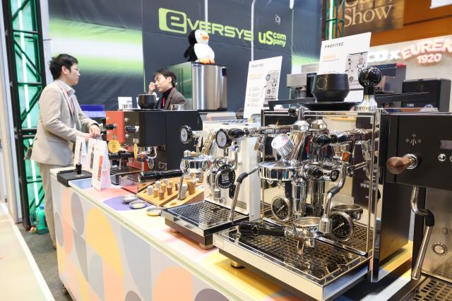 A coffee machine stands on display at Cafe Show 2025 held at COEX in southern Seoul Nov 20 2025 AJP Han Jun-gu