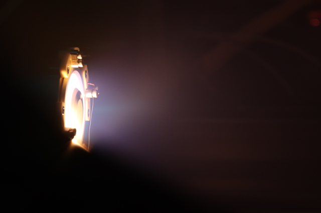 This file image shows plasma generated by the miniature Hall thruster installed on the K-HERO cube satellite Courtesy of KAIST