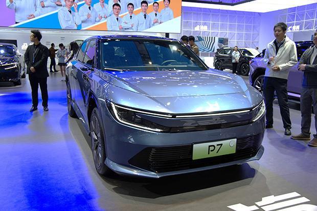 광치혼다는 EV 브랜드 ‘예’ 시리즈 ‘P7’을 전시했다 21일 광둥성 광저우시 사진NNA