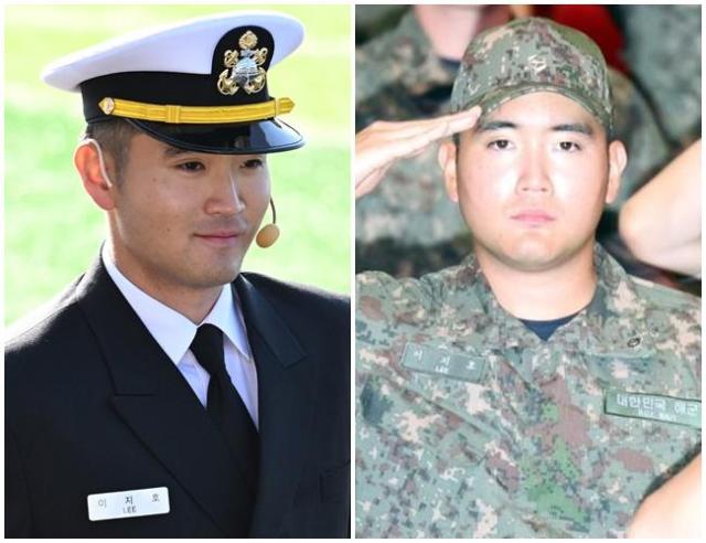 이재용 삼성전자 회장의 아들 이지호씨의 소위 임관식왼쪽 해군사관후보생 입교식 비교 모습 사진사진공동취재단 연합뉴스