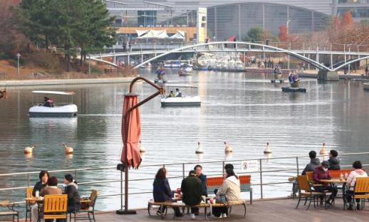 仁川市民惬意享受晚秋时光