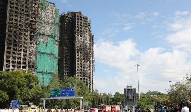 홍콩 웡 푹 코트 화재 현장 사진연합뉴스