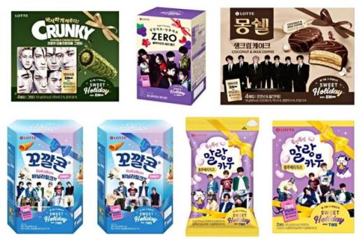 롯데웰푸드, 엔하이픈·투어스와 협업 과자 5종 선봬…랜덤씰 1종 포함