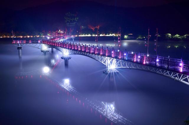 안동 월영교 야간 경관 사진경상북도