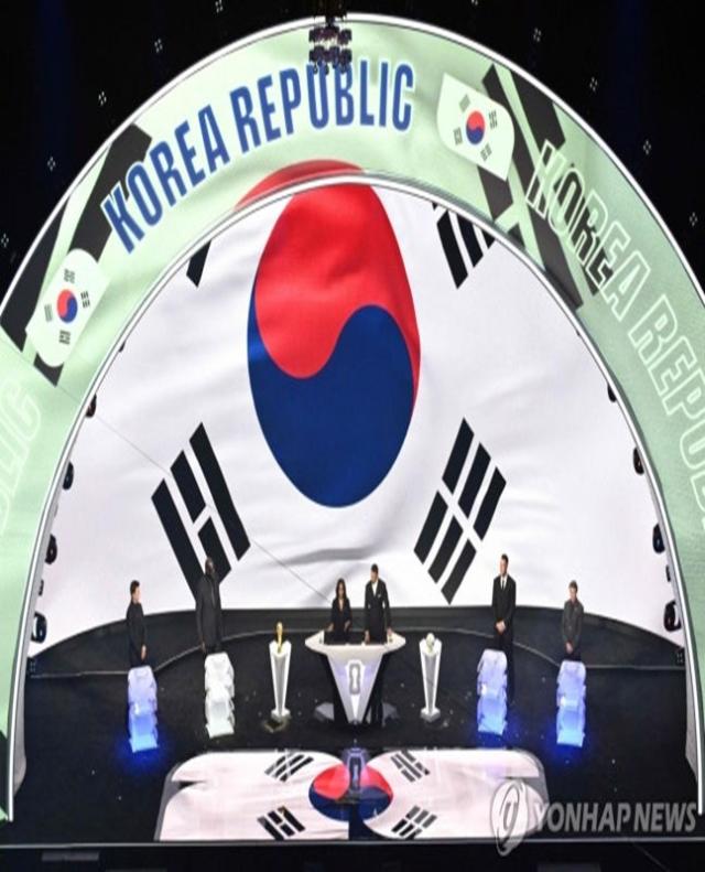 Screen displays at the time of draw for South Korea at Kennedy Center Washington o Dec 5 2025