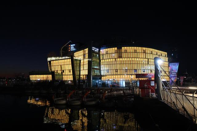 A nighttime view of Floating Island’s Vista Hall in Seoul the venue for SingCham Korea’s year-end celebration held on December 5 AJP Han Jun-gu