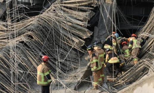 Workers trapped after collapse at construction site in Gwangju