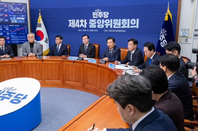 정청래 더불어민주당 대표가 15일 국회에서 열린 제4차 중앙위원회에서 발언하고 있다 사진연합뉴스