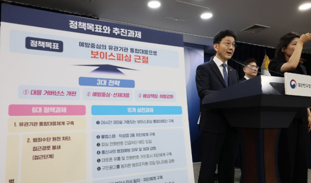 윤창렬 국무조정실장이 지난 8월 28일 서울 종로구 정부서울청사에서 열린 보이스피싱 근절 종합대책 관계부처 합동브리핑에서 발언하고 있다 사진연합뉴스