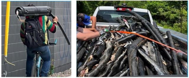 전미케이블TV협회가 공개한 구리 전선 도둑왼쪽과 훔친 전선의 모습 사진전미케이블TV협회