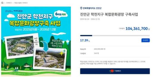 진안군, 고향사랑기부제 지정기부 성과 톡톡