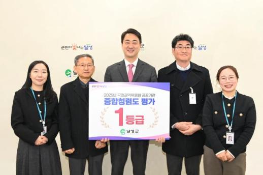 대구 달성군, 대·경 기초 지자체 유일…종합 청렴도 최고 등급 1등급 