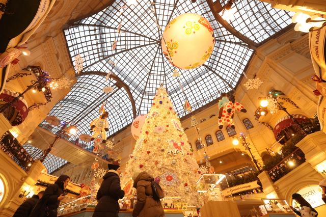  Christmas tree was decorated at the GUM department store on Red Square in Moscow Russia on Dec 18
