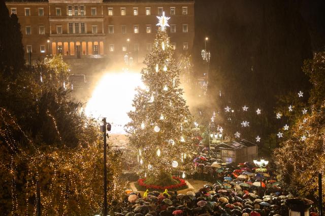 A Christmas tree lighting ceremony was held at Syntagma Square in Athens Greece on Nov 27